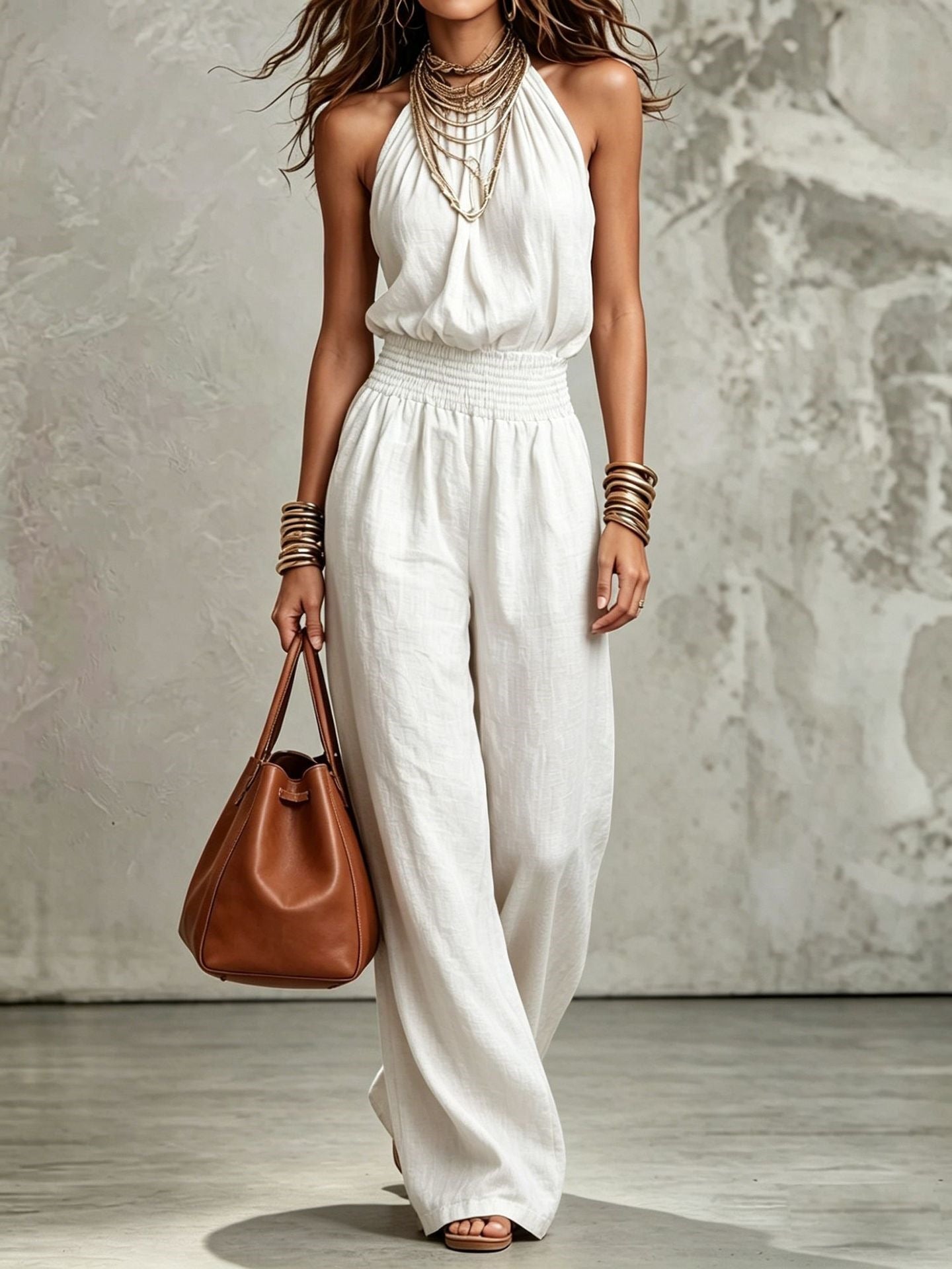 Wide-Leg Workwear Jumpsuit