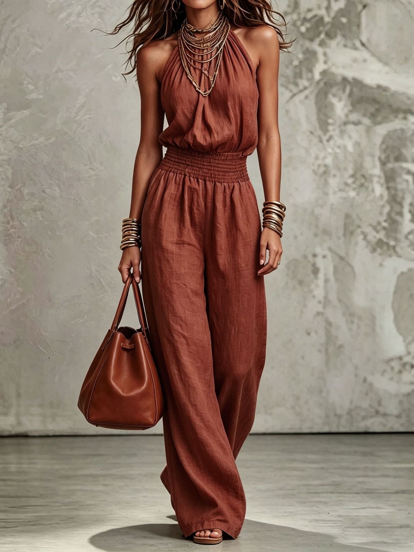Wide-Leg Workwear Jumpsuit