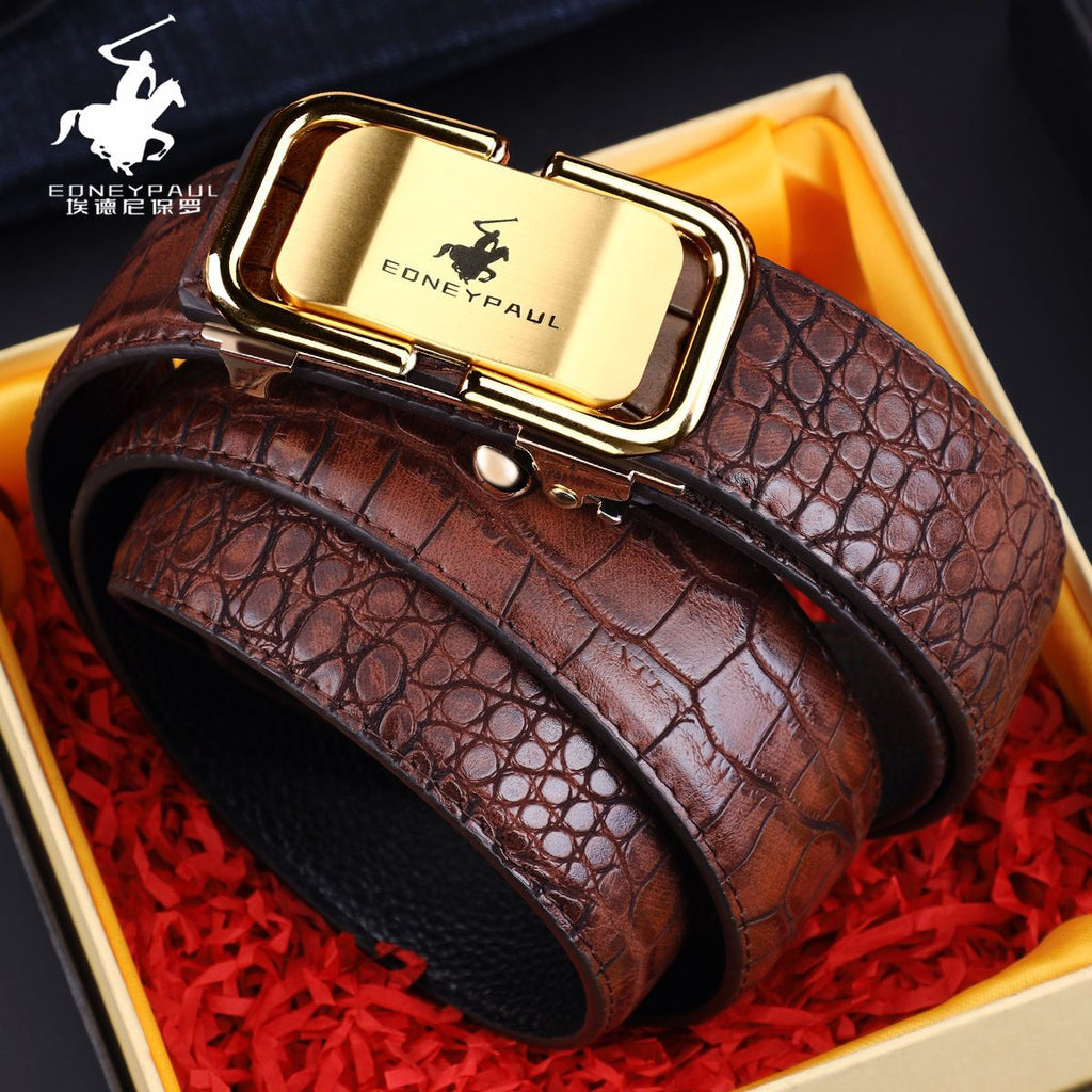 Men's Crocodile-Pattern Leather Belt