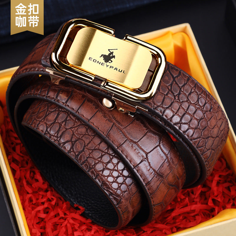Men's Crocodile-Pattern Leather Belt