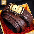 Men's Crocodile-Pattern Leather Belt