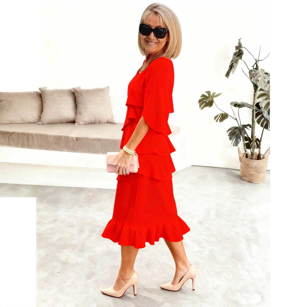 Round Neck Midi Dress
