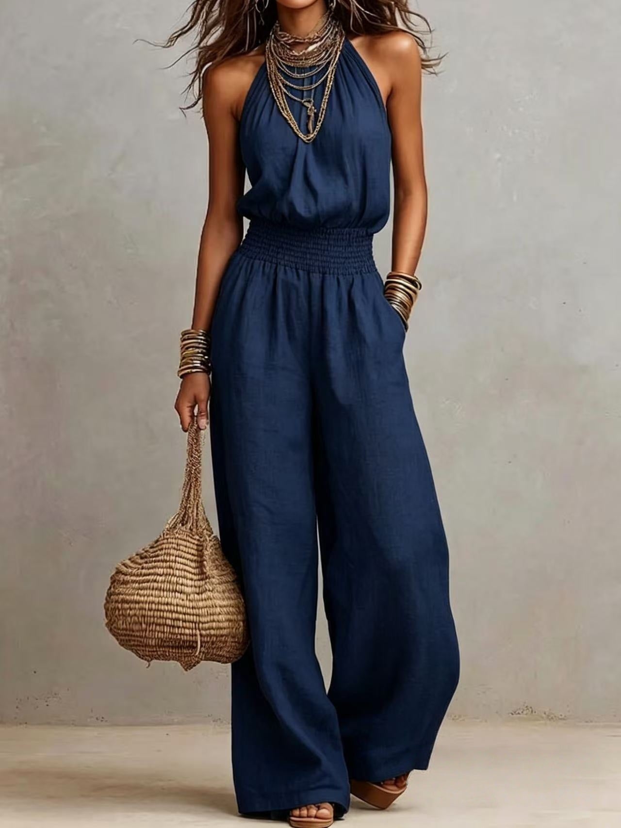 Wide-Leg Workwear Jumpsuit