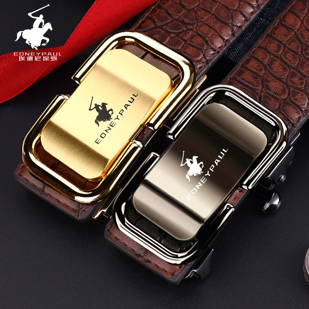 Men's Crocodile-Pattern Leather Belt