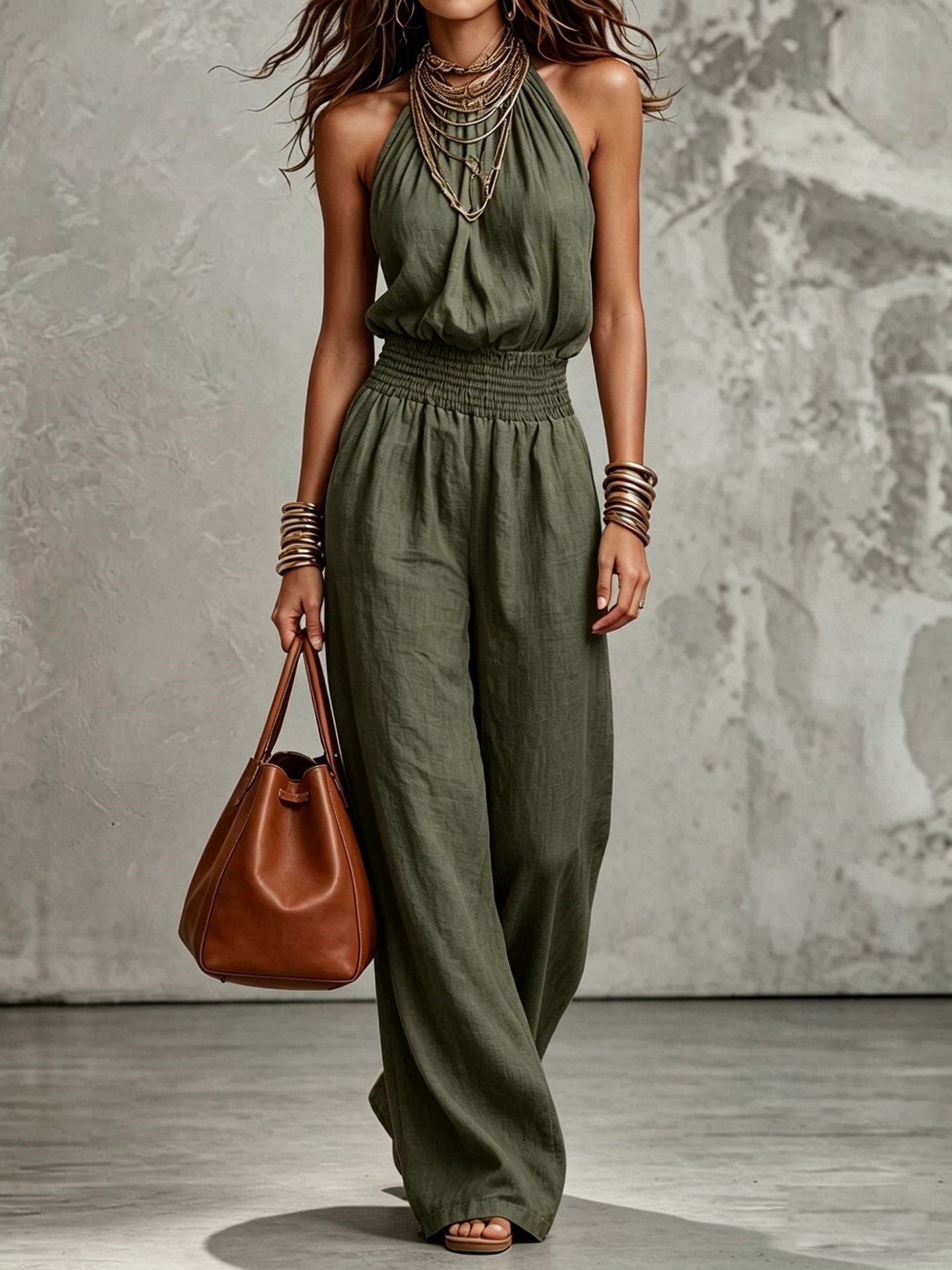 Wide-Leg Workwear Jumpsuit