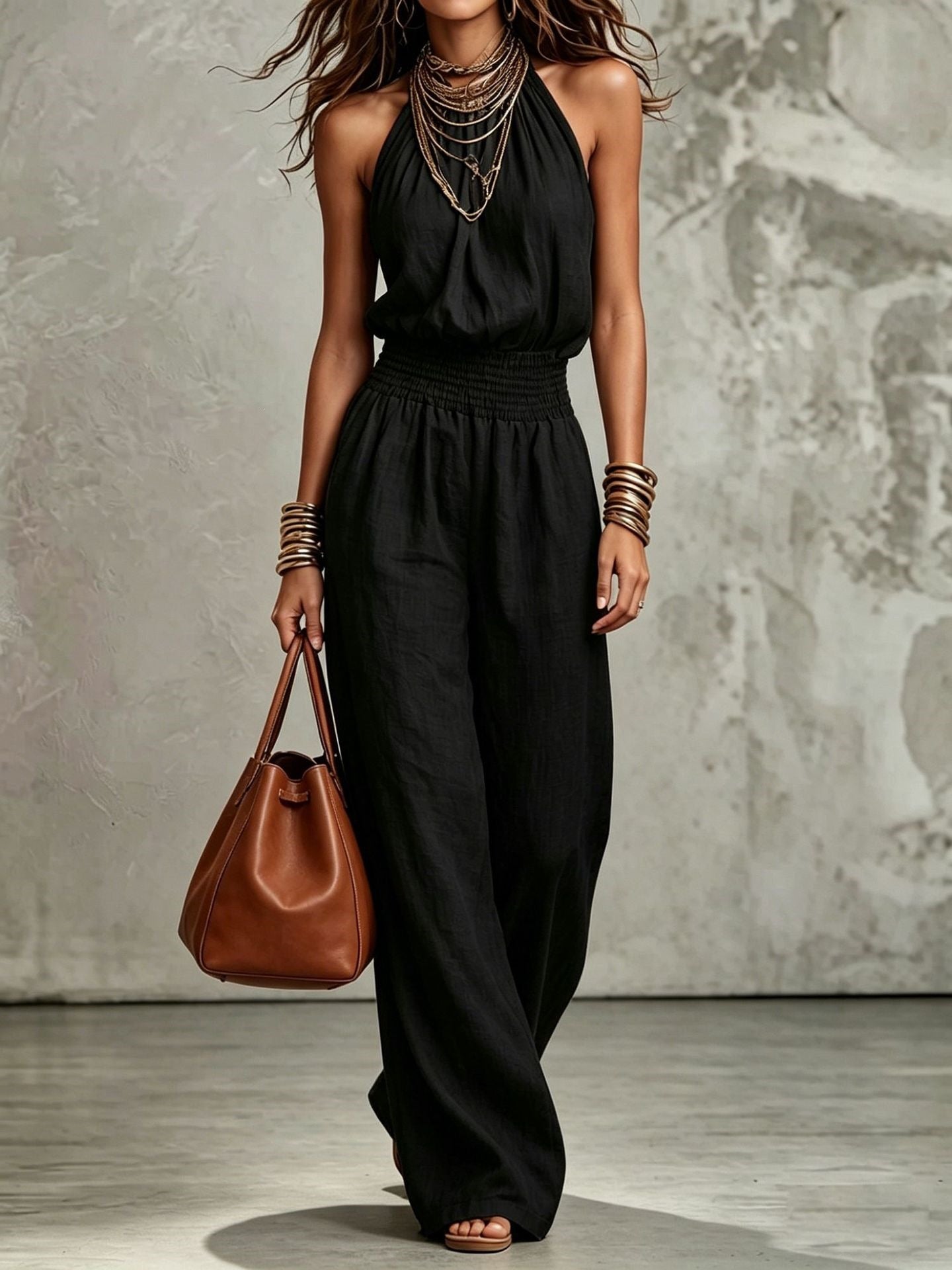 Wide-Leg Workwear Jumpsuit