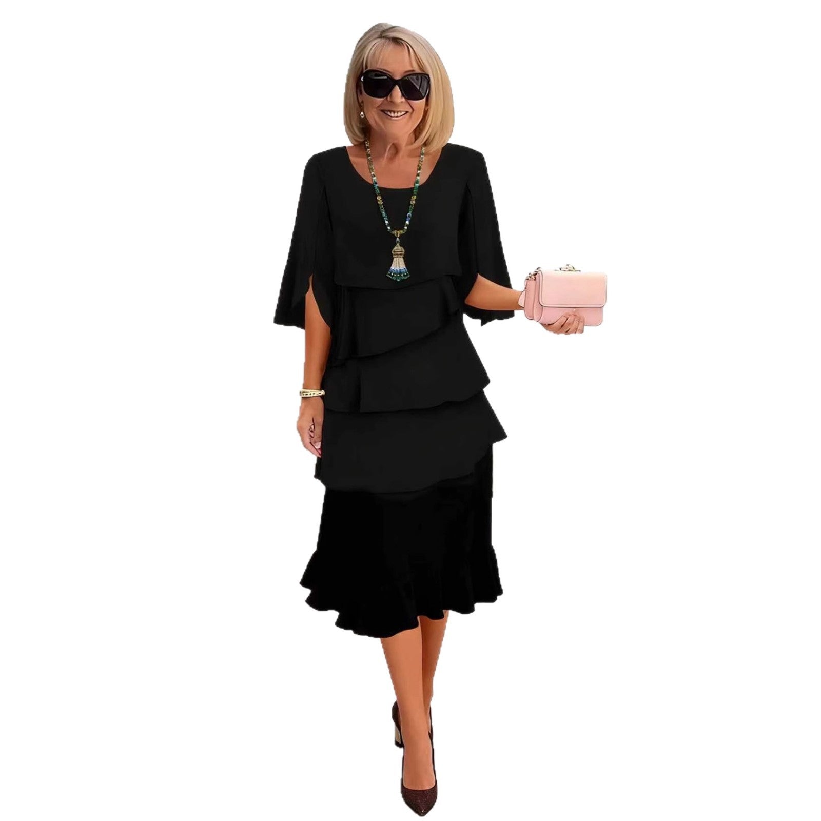 Round Neck Midi Dress