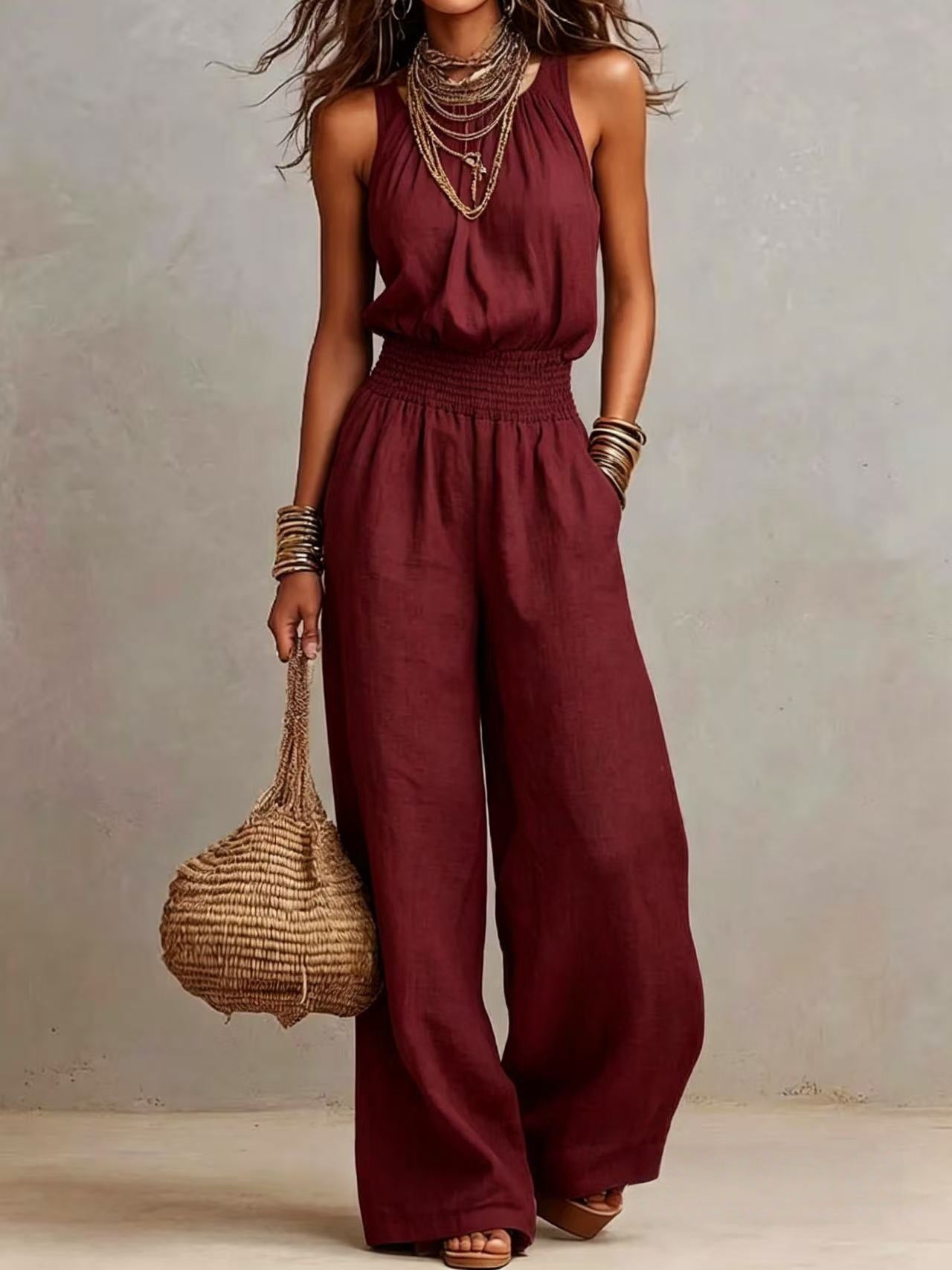 Wide-Leg Workwear Jumpsuit