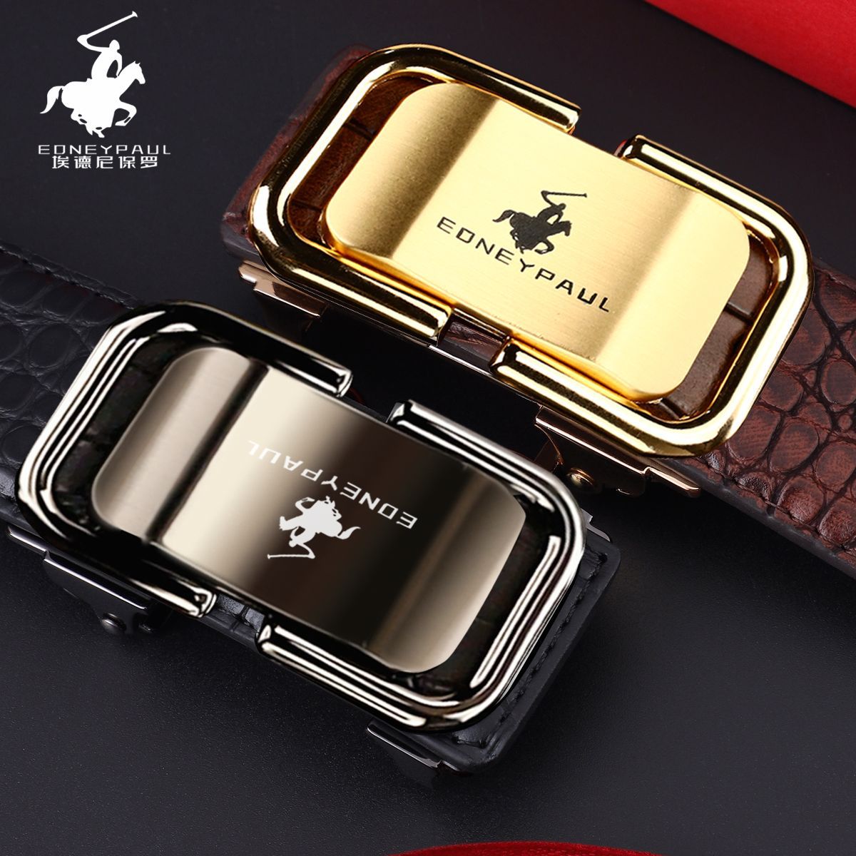 Men's Crocodile-Pattern Leather Belt