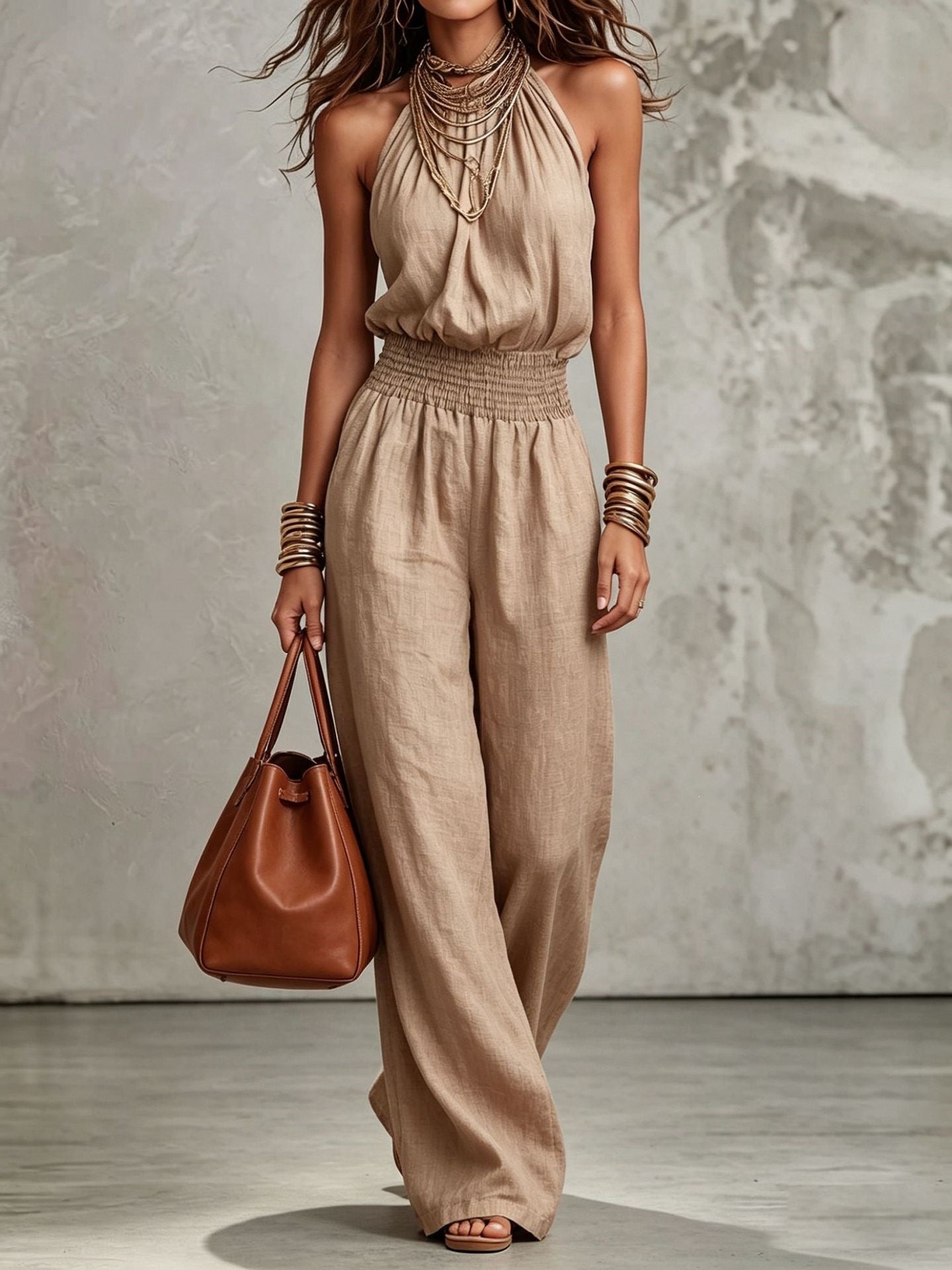 Wide-Leg Workwear Jumpsuit