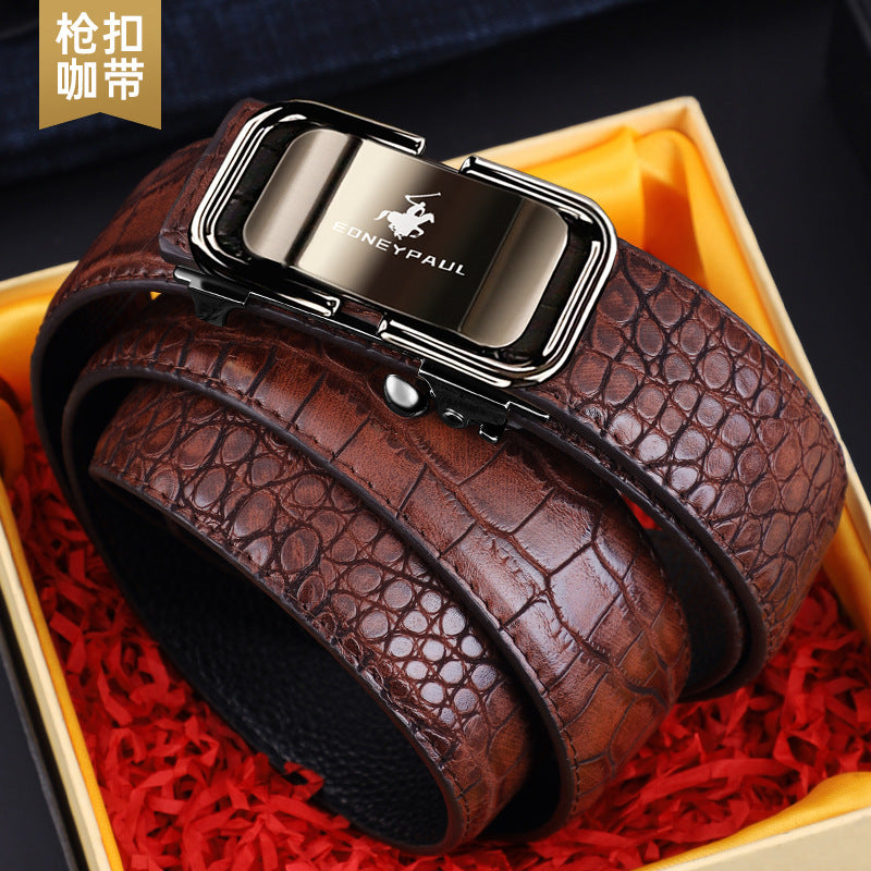 Men's Crocodile-Pattern Leather Belt
