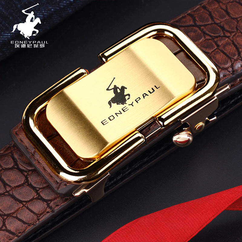 Men's Crocodile-Pattern Leather Belt
