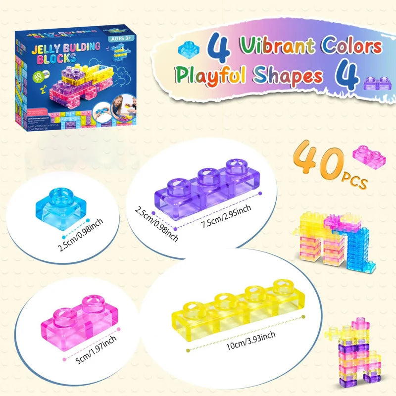 40-Piece Squishy Building Blocks Sensory Toy Set