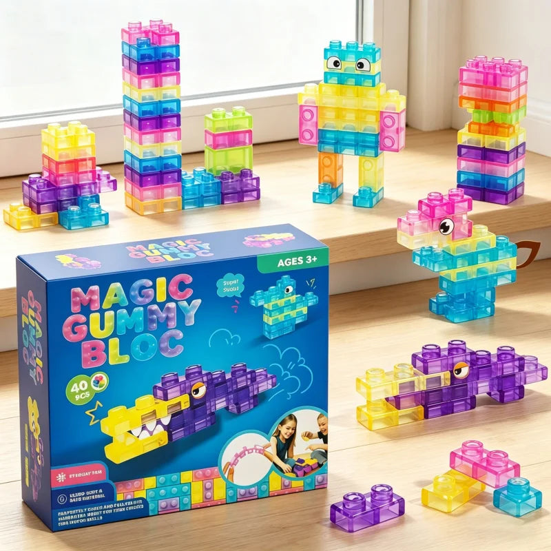 40-Piece Squishy Building Blocks Sensory Toy Set