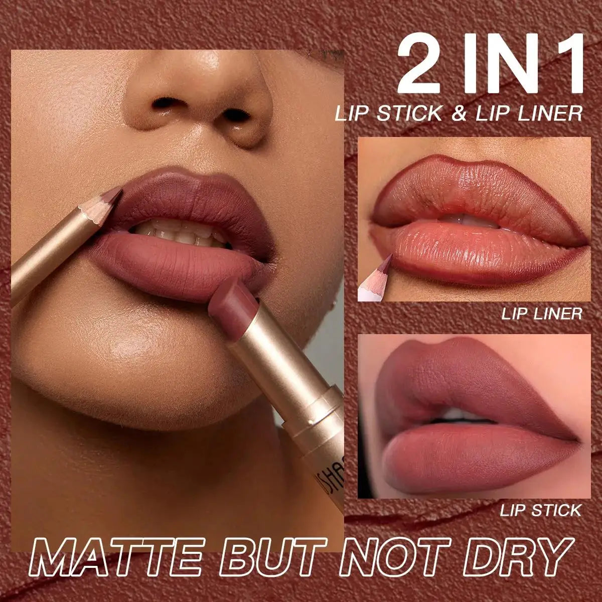 12-Color Matte Lipstick Set with Lip Liner