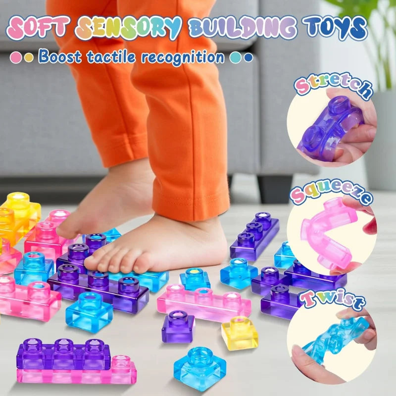 40-Piece Squishy Building Blocks Sensory Toy Set