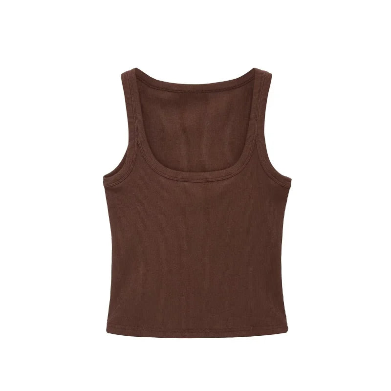 Ribbed Square Neck Crop Tank Top