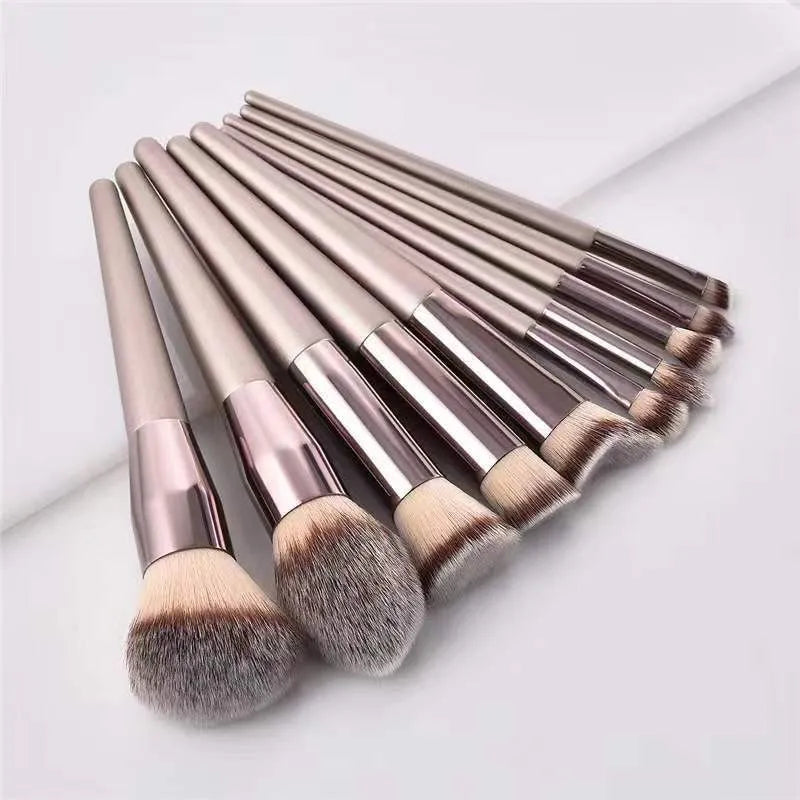 10-Piece Champagne Gold Makeup Brush Set
