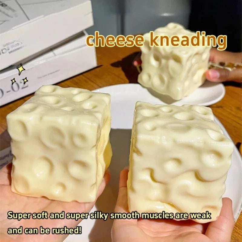 Shapeable Cheese Cube Stress Ball