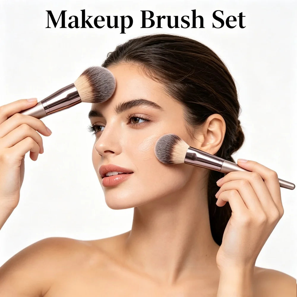 10-Piece Champagne Gold Makeup Brush Set