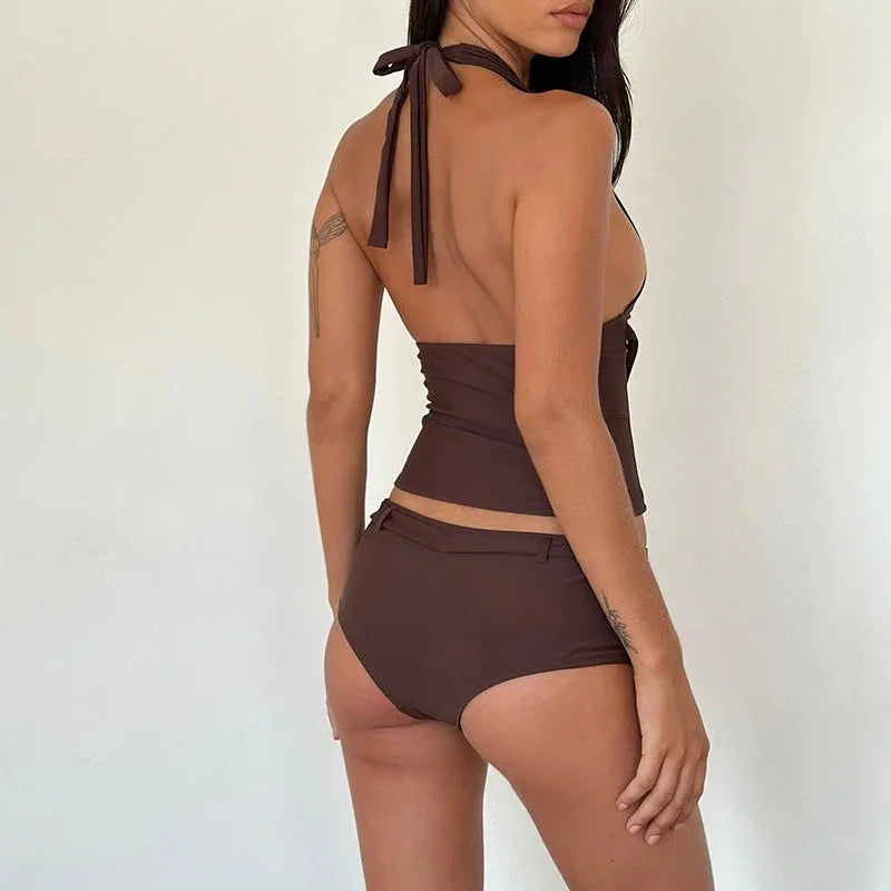 Two-Piece Tankini Swimsuit with Boy Shorts