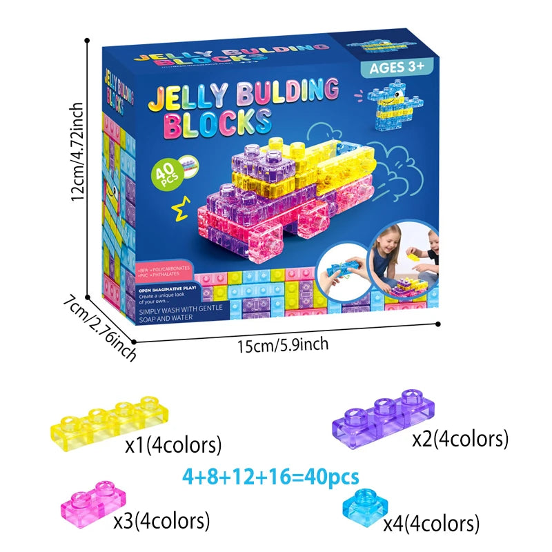 40-Piece Squishy Building Blocks Sensory Toy Set