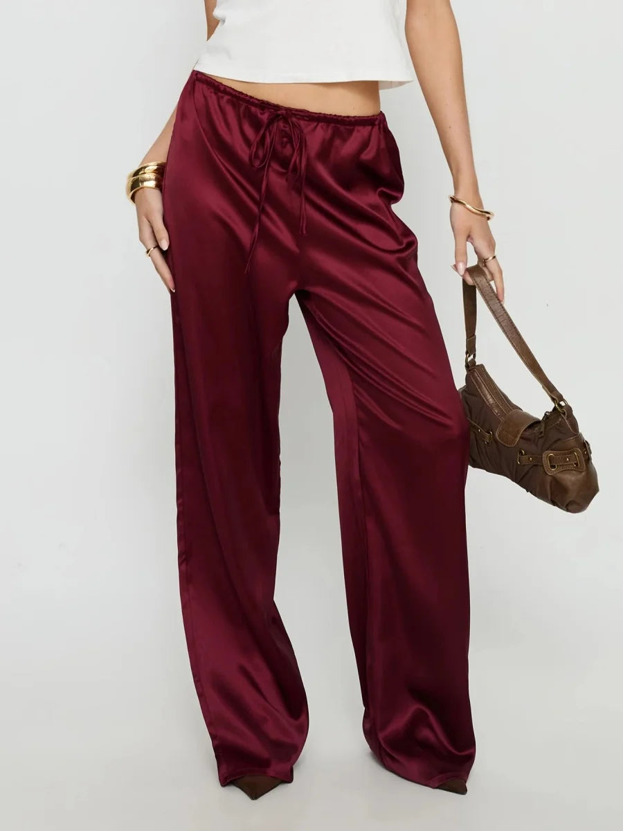 Satin Wide Leg Dress Pants