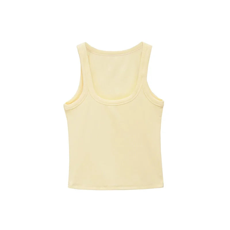 Ribbed Square Neck Crop Tank Top