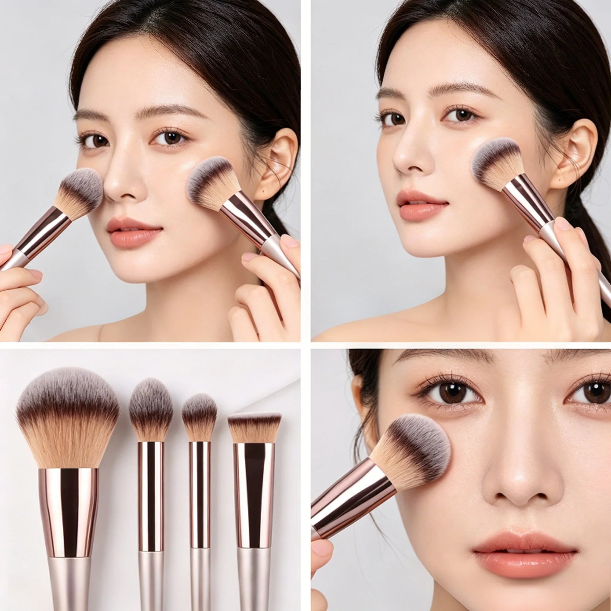 10-Piece Champagne Gold Makeup Brush Set