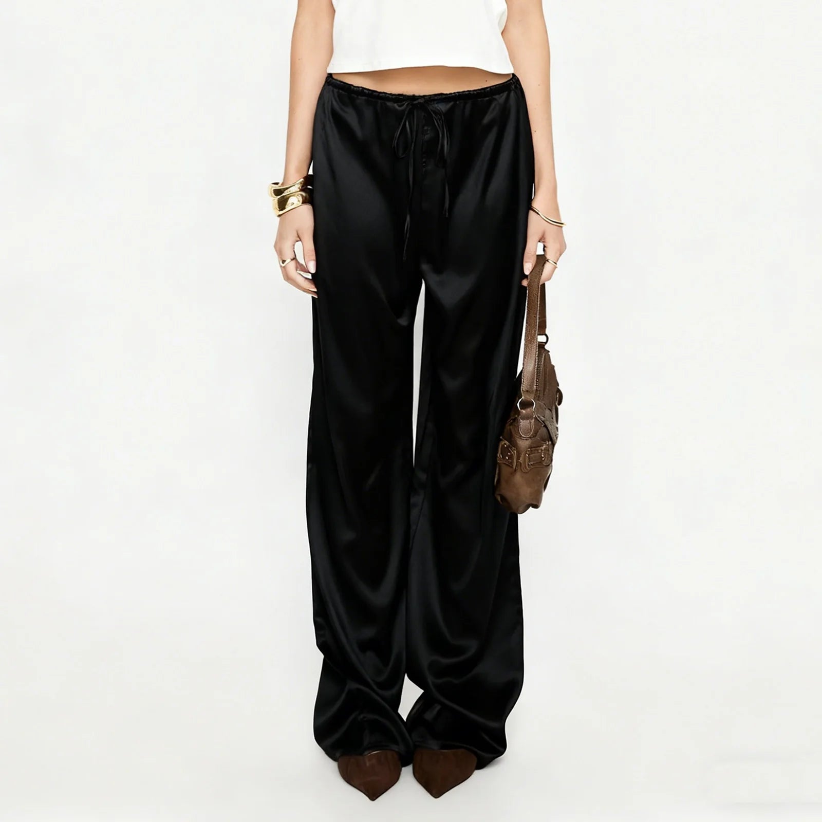 Satin Wide Leg Dress Pants
