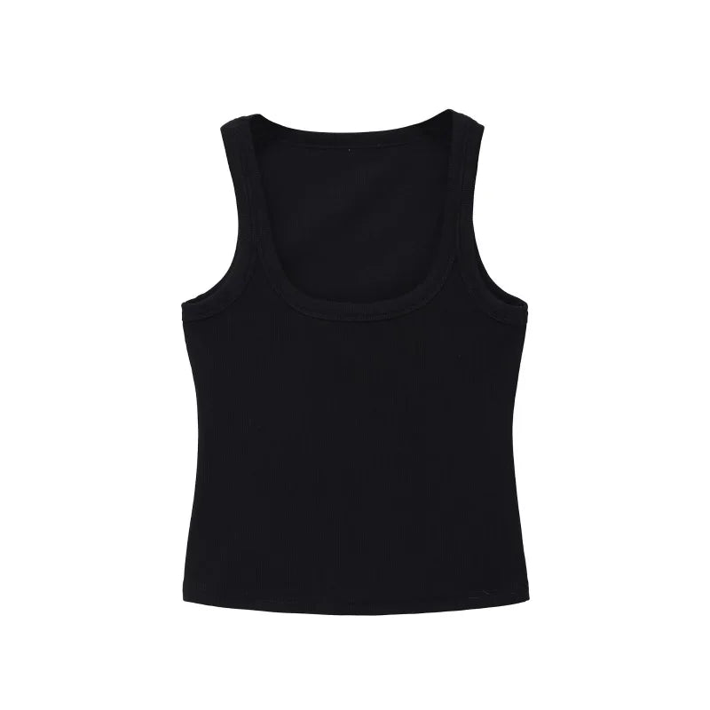 Ribbed Square Neck Crop Tank Top