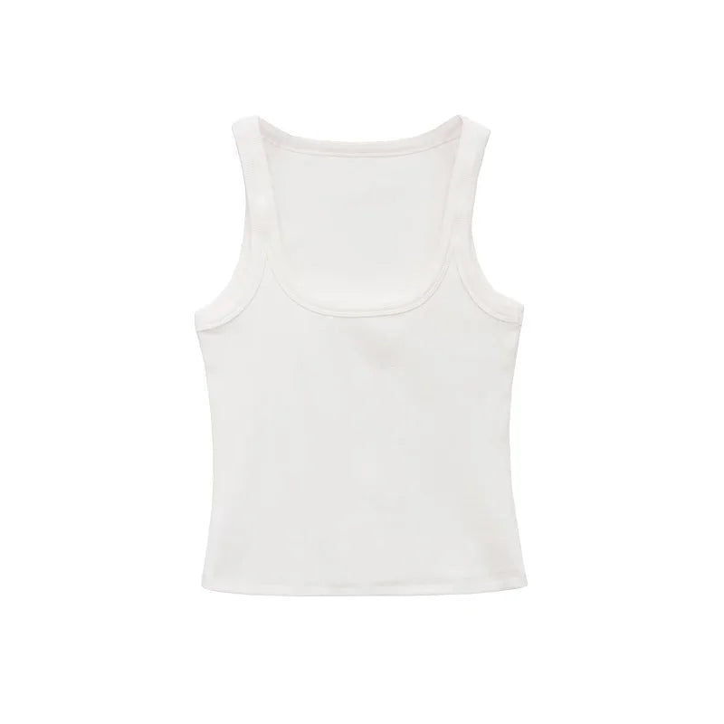 Ribbed Square Neck Crop Tank Top