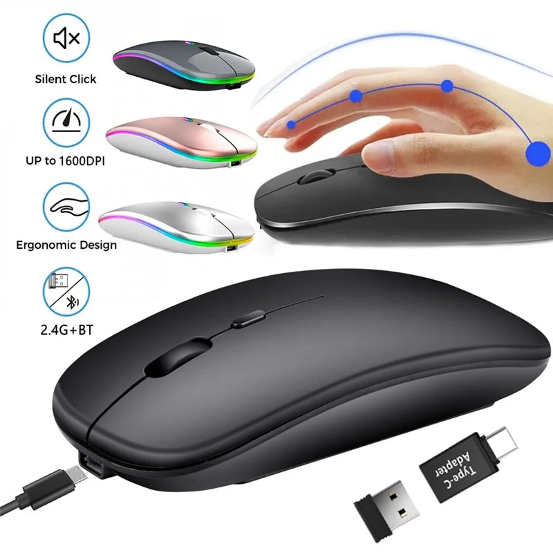 Rechargeable Wireless Mouse - Bluetooth & 2.4GHz