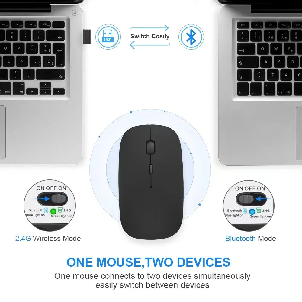 Rechargeable Wireless Mouse - Bluetooth & 2.4GHz