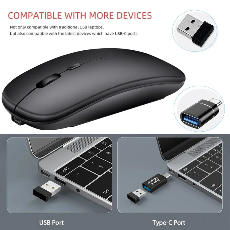 Rechargeable Wireless Mouse - Bluetooth & 2.4GHz