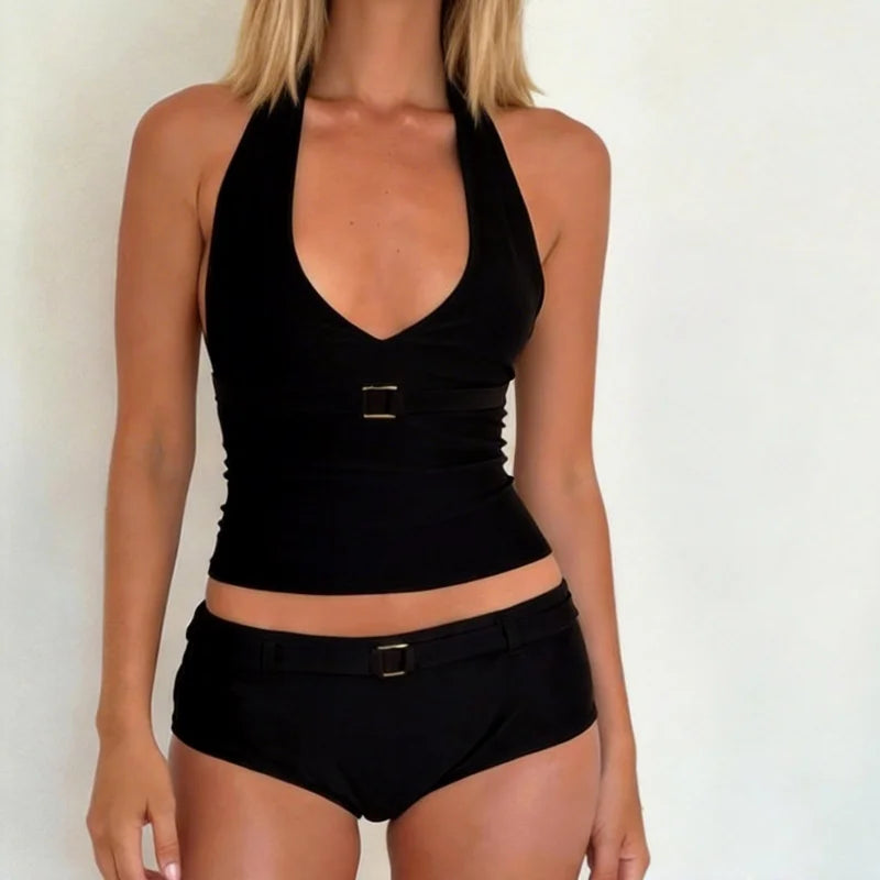 Two-Piece Tankini Swimsuit with Boy Shorts