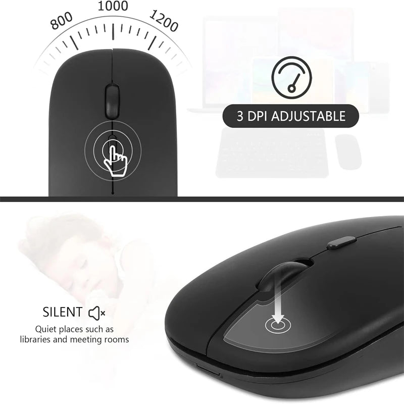 Rechargeable Wireless Mouse - Bluetooth & 2.4GHz