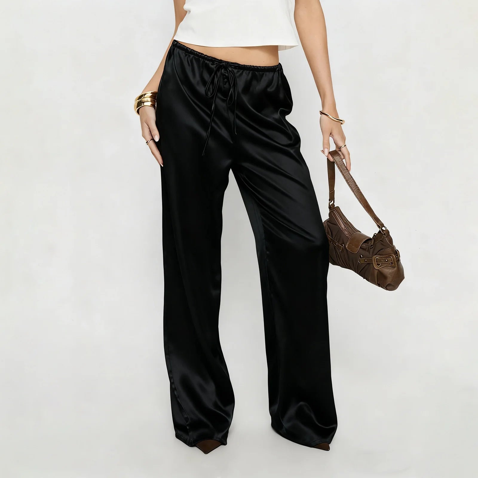 Satin Wide Leg Dress Pants