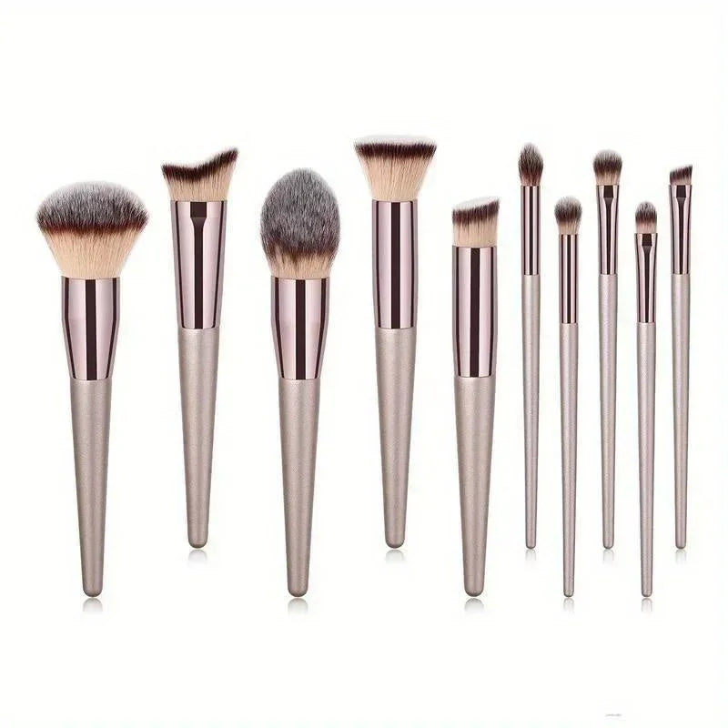 10-Piece Champagne Gold Makeup Brush Set