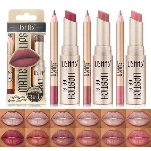 12-Color Matte Lipstick Set with Lip Liner